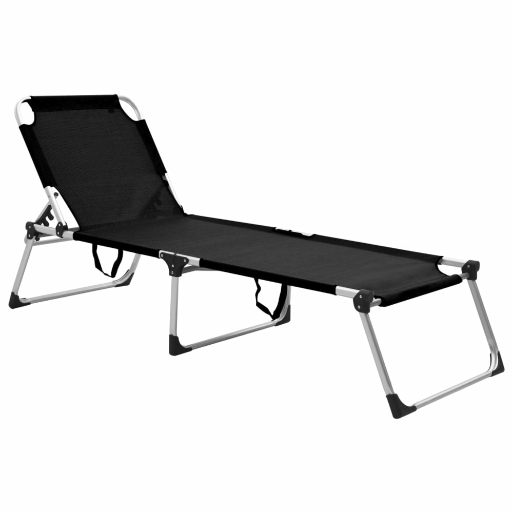 Transat chaise longue bain de soleil lit de jardin terrasse meuble d'extérieur pliable extra haute pour seniors aluminium noi