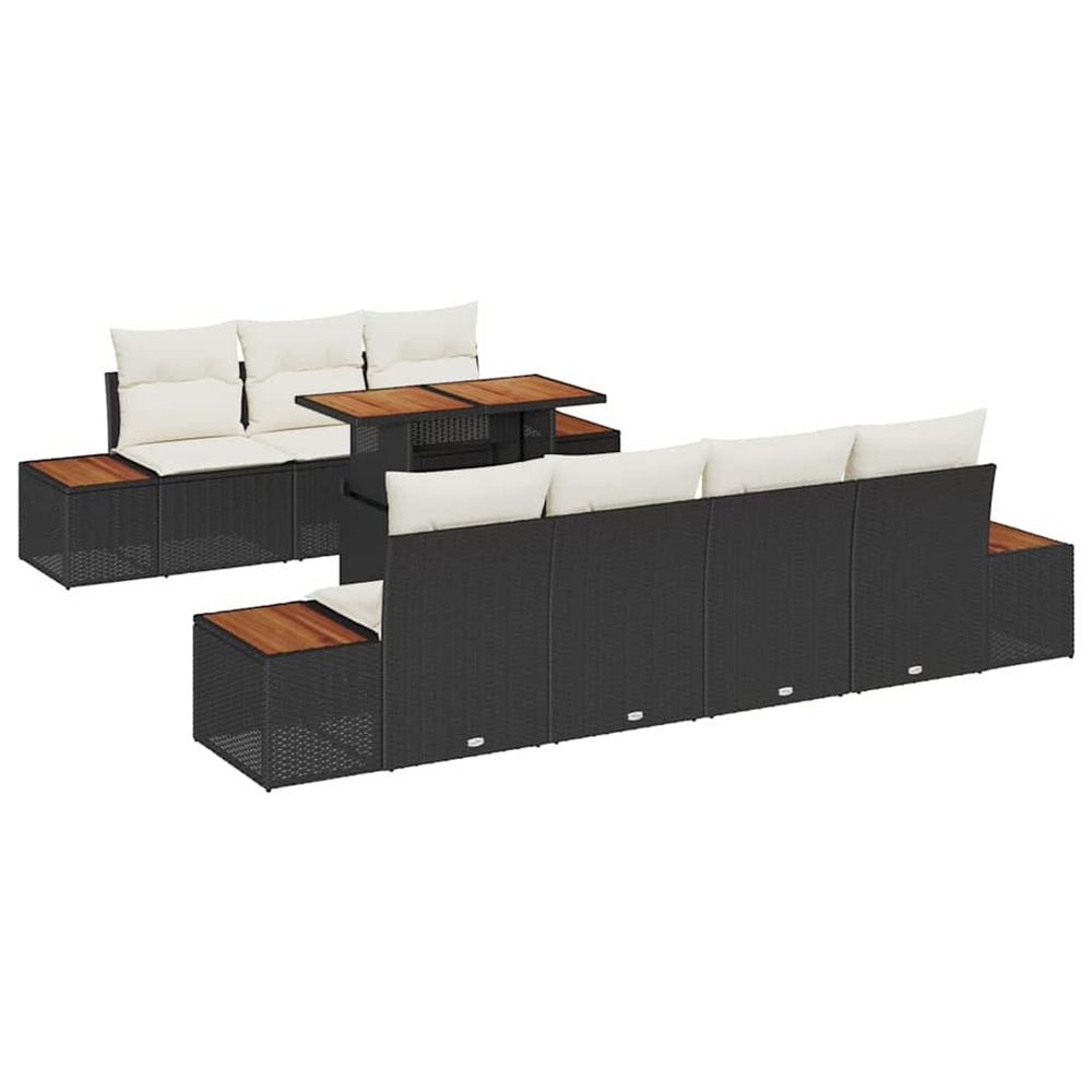 Ensemble de canapé de jardin 8 pc noir poly rotin