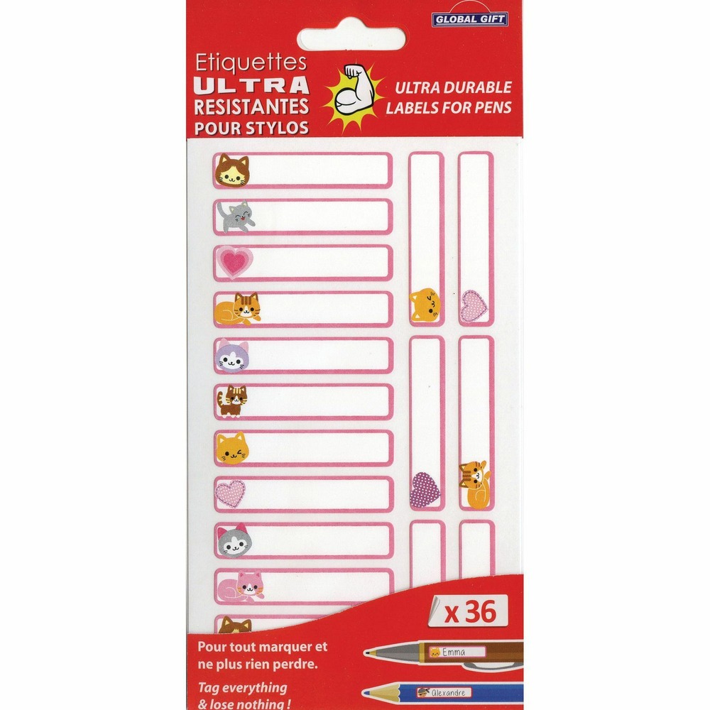 36 étiquettes plastifiées - chatons - ultra-résistantes