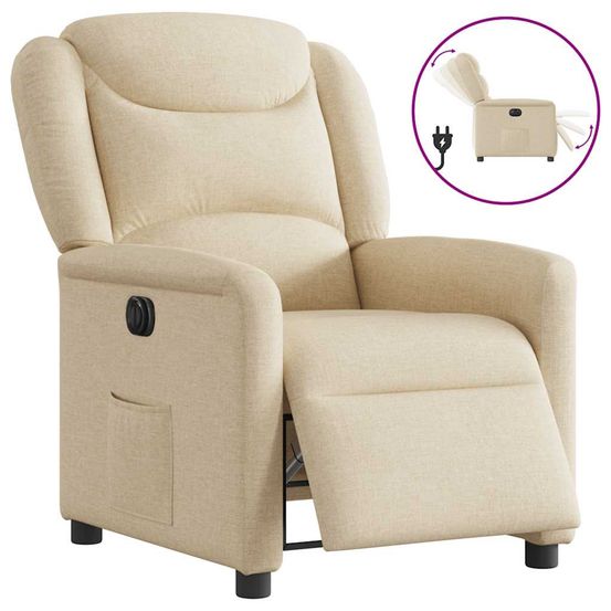 Fauteuil inclinable électrique crème tissu