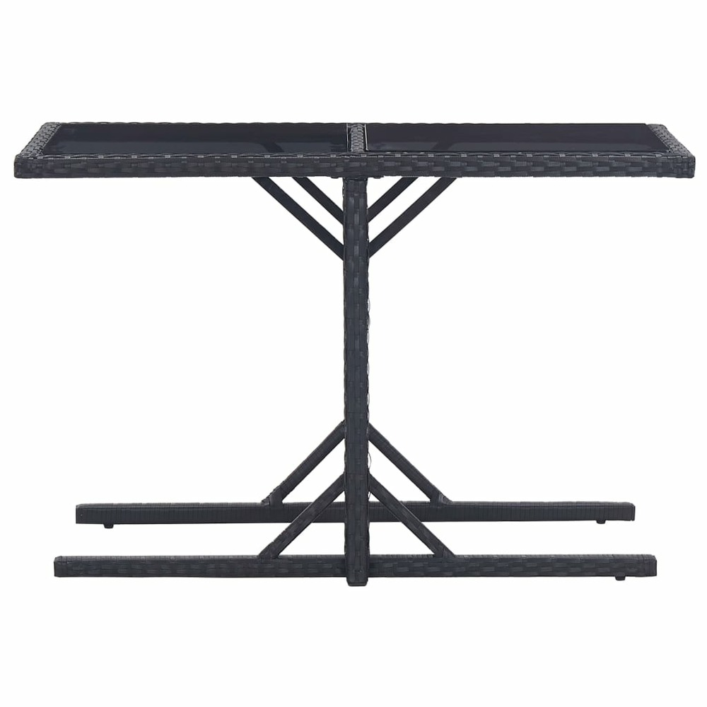 Table de jardin noir 110x53x72 cm verre et résine tressée