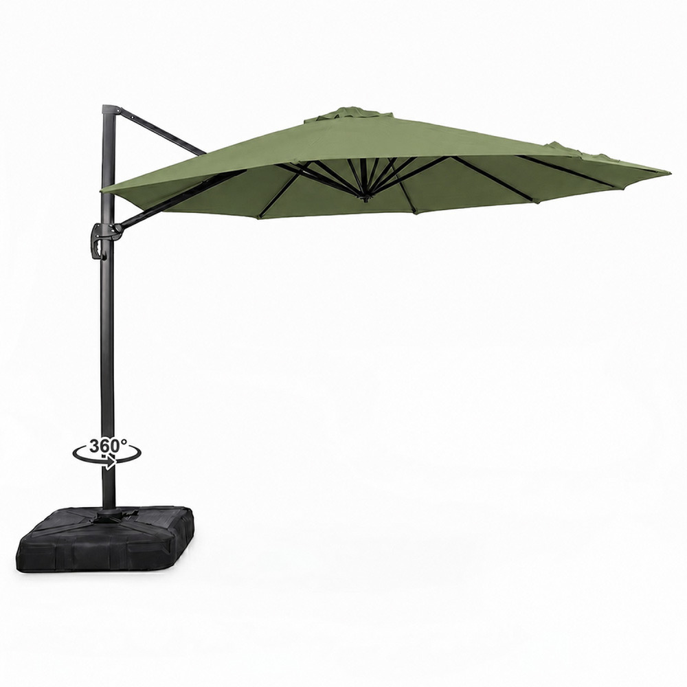Parasol octogonal ø 350cm déporté vert en aluminium castillo