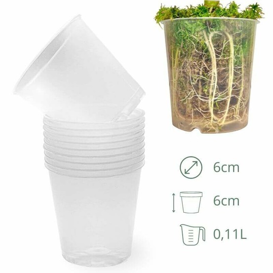 Lot x10 pots transparents - pot de 6cm - pots seuls