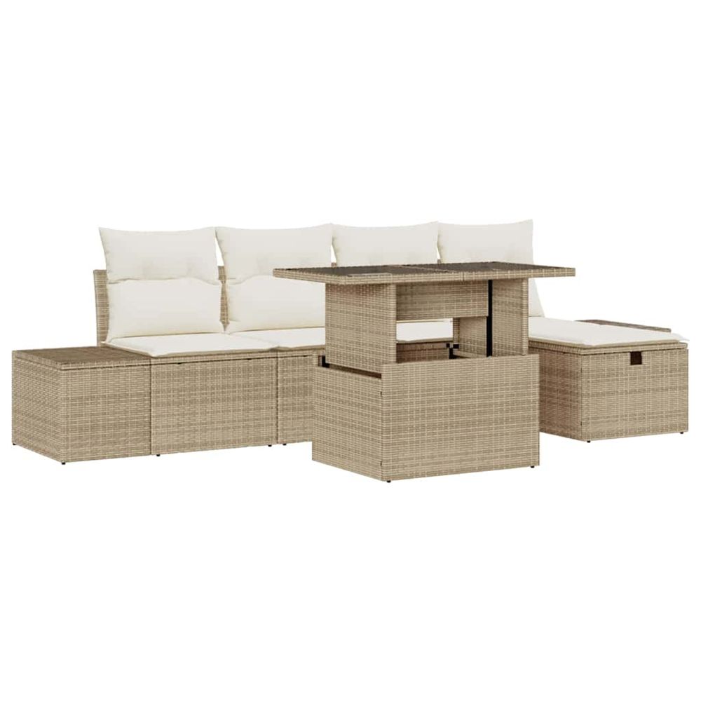 Ensemble de canapé de jardin 6 pc beige polyrotin