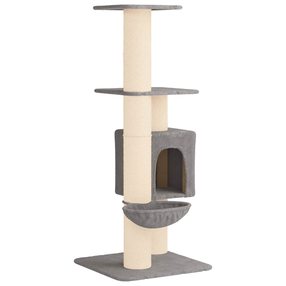 Arbre à chat avec poteaux à griffer en sisal gris clair 137 cm