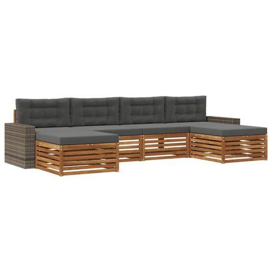 Ensemble de canapés d'extérieur 6 pc bois d'acacia massif