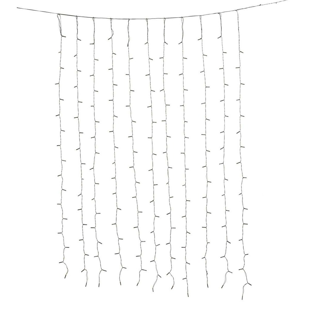 Rideau de façade lumineux extérieur solaire 204 led blanc chaud l.120cm