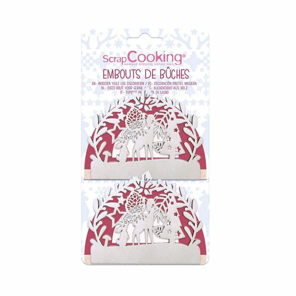 2 embouts de bûche de noël en bois