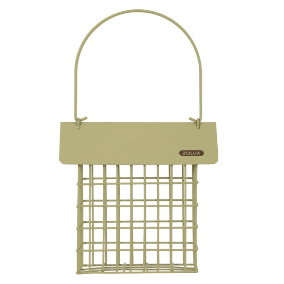 Support pain de graisse en métal avec toit vert lichen pour oiseaux