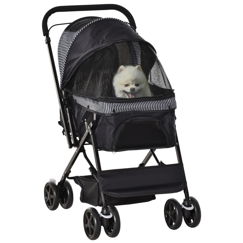 Poussette chien acier oxford promenade extérieur pliable 76x52x95cm noir