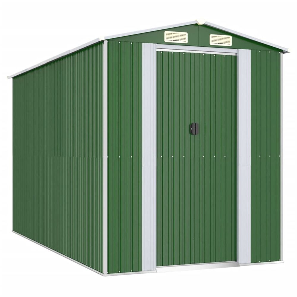 Abri de jardin vert 192x357x223 cm acier galvanisé