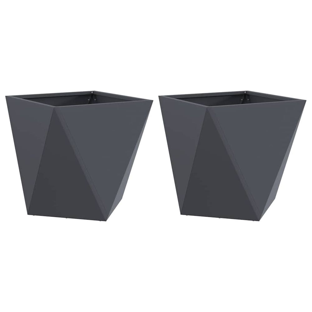 Jardinière d'extérieur 2 pc anthracite 50 x 50 x 50 cm acier