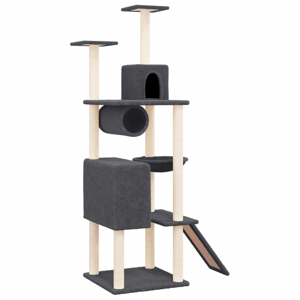 Arbre à chat avec griffoirs en sisal gris foncé 168 cm