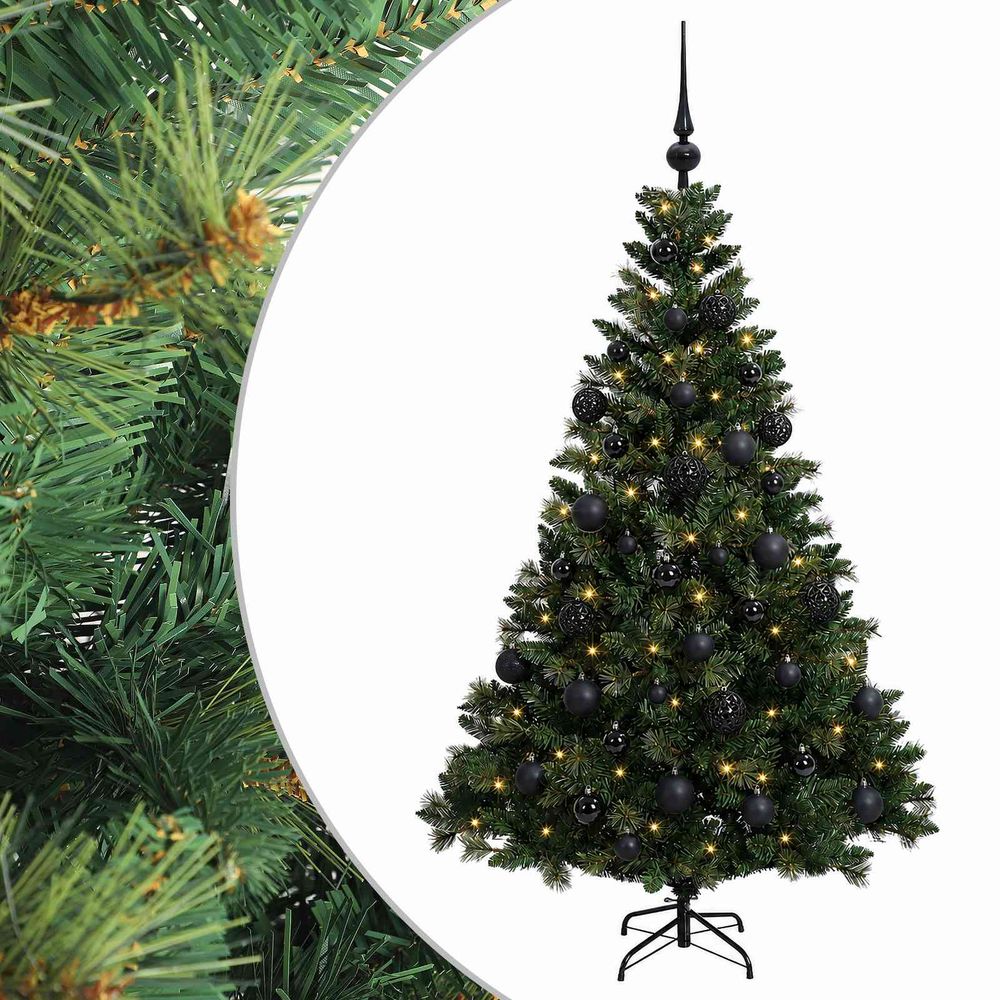 Arbre de noël artificiel avec boule 150 cm 150 led blanc chaud