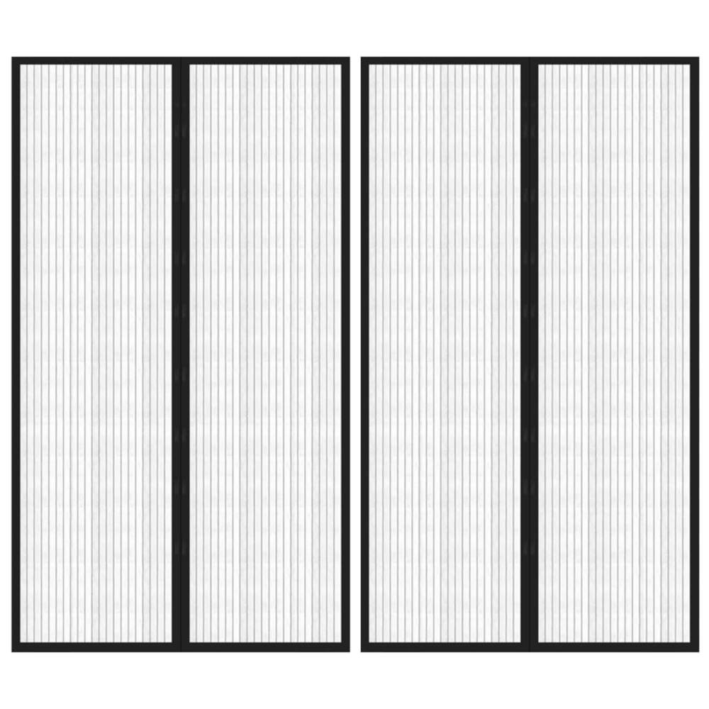 Rideaux de porte anti-insectes 2 pcs avec aimants noir 200x80cm