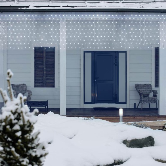 Rideau lumineux grande largeur 10m 1000 led blanc froid 8 modes 31v lotti