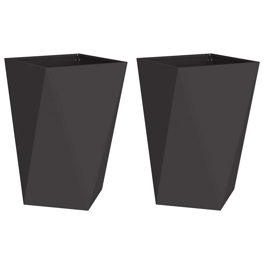 Jardinière d'extérieur 2 pcs noir 50 x 50 x 75 cm acier