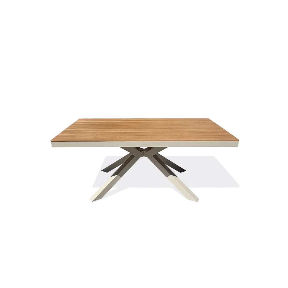 Table de jardin lamu (180x100 cm) en aluminium et plateau polywood aspect bois