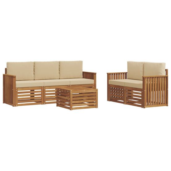 Ensemble de canapés d'extérieur 6 pc naturel et beige