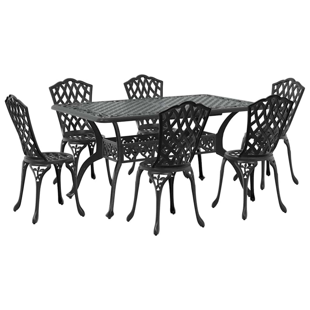 Ensemble de salle à manger pour jardin 7 pcs noir aluminium