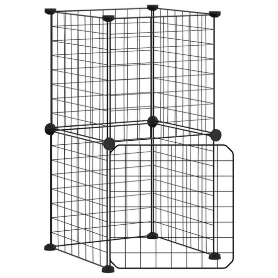 Cage animaux de compagnie à 8 panneaux et porte 35 x 35 cm noir