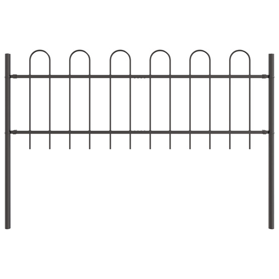 Clôture de jardin grise avec arche, 1,7 x 0,6 m, en acier