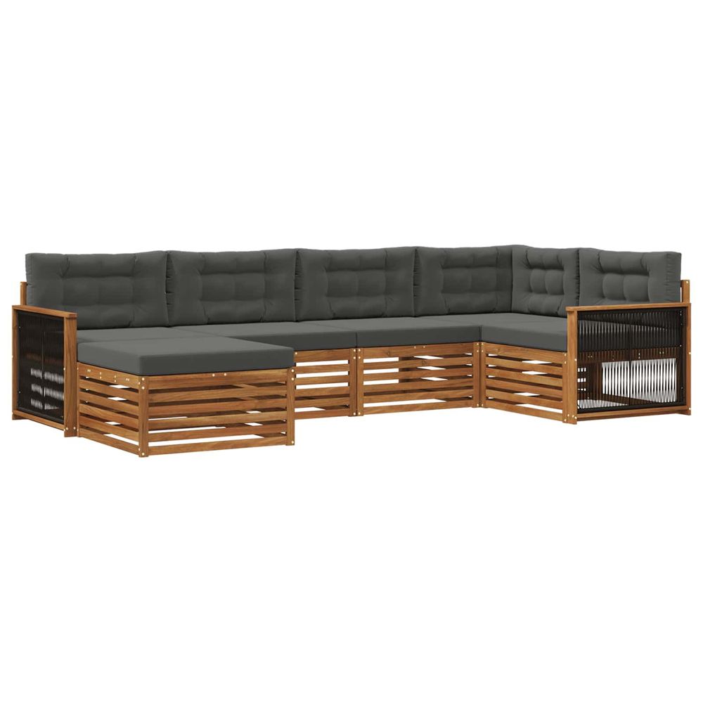 Ensemble de canapés d'extérieur 6 pc naturel et anthracite