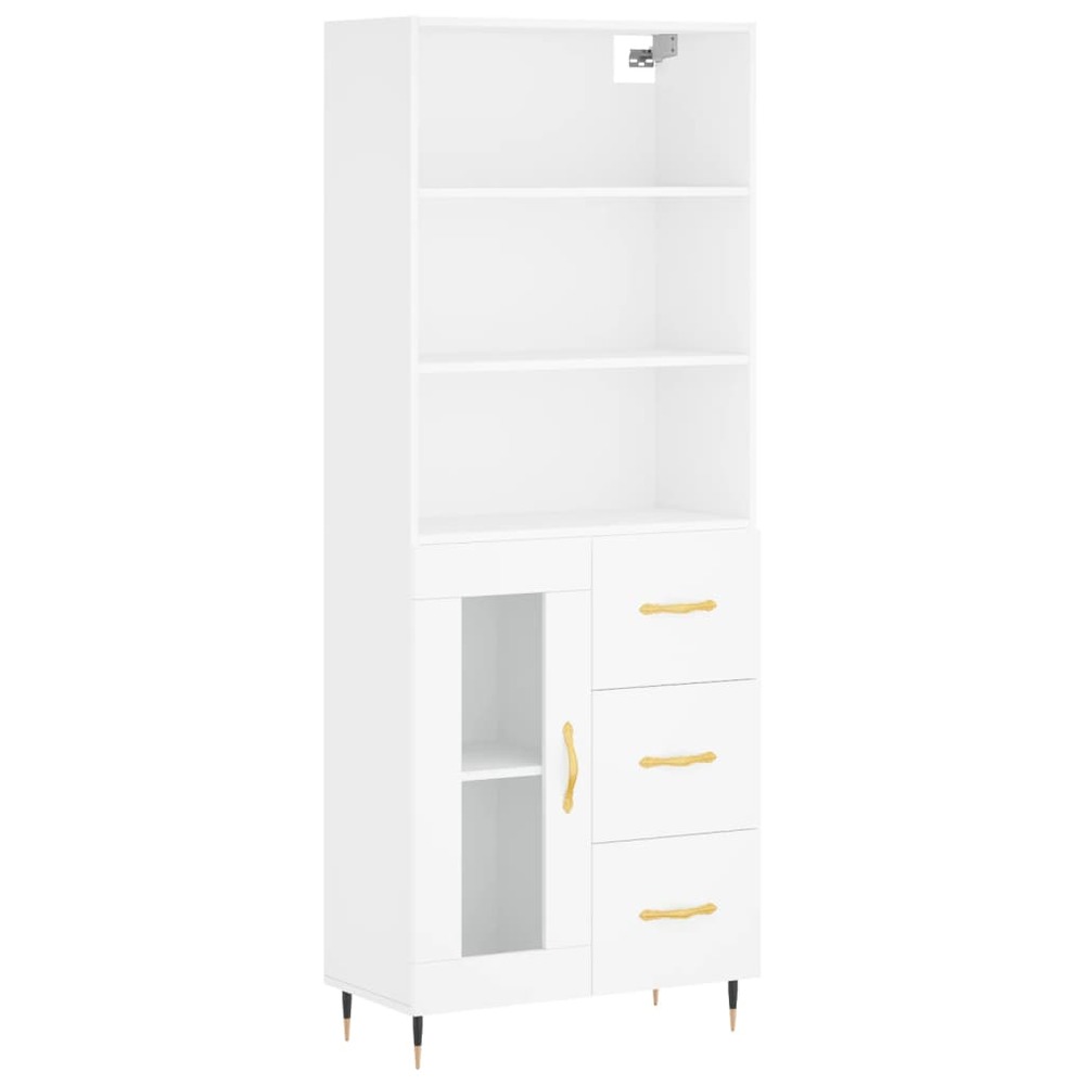 Buffet bahut commode armoire meuble de rangement organisateur cuisine salle de séjour salon haut 69,5 x 34 x 180 cm bois d'in