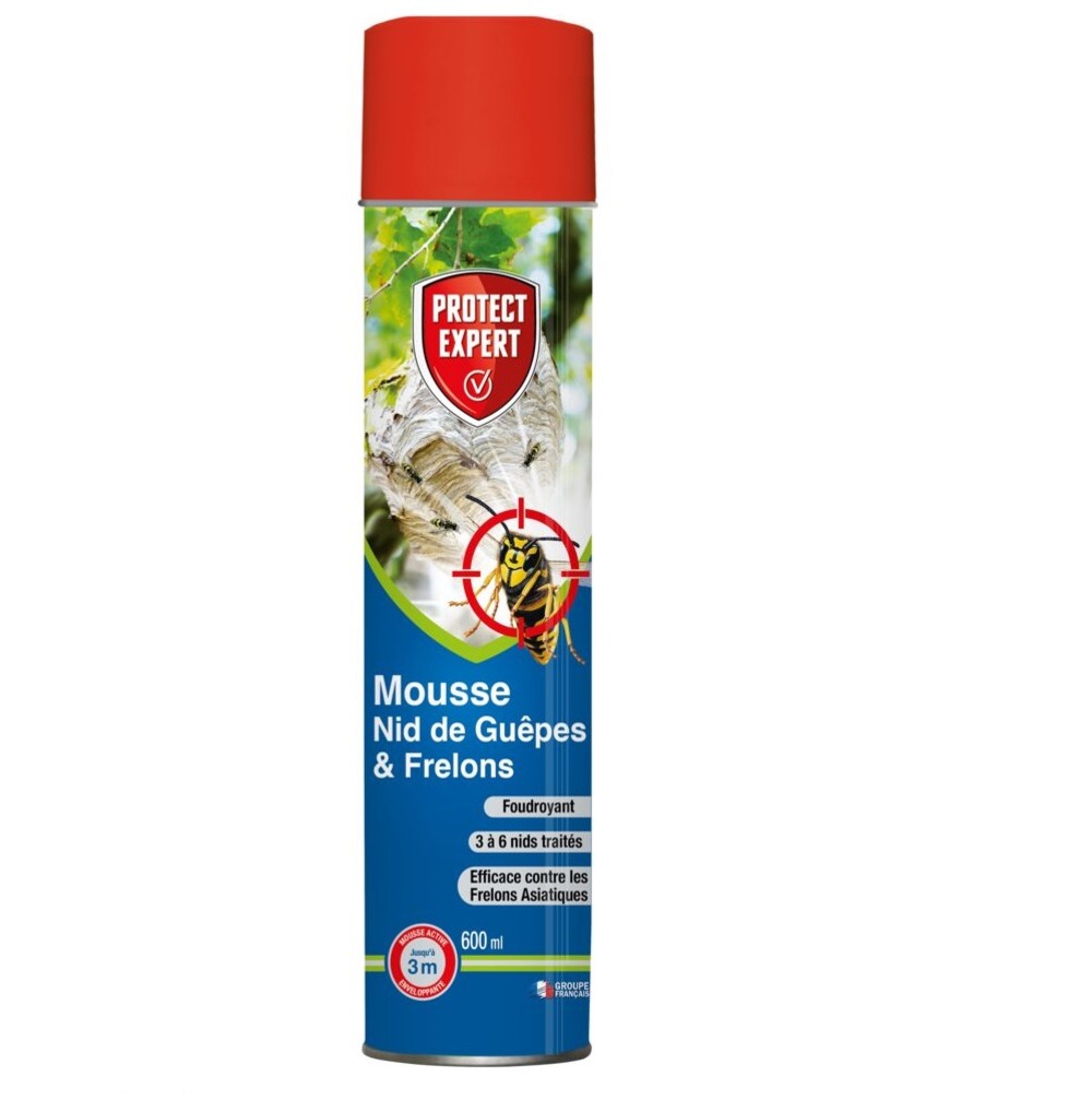 Mousse anti-nid & anti-guêpes & frelons - 600 ml - mousse action choc et foudroyante - fabriqué en france