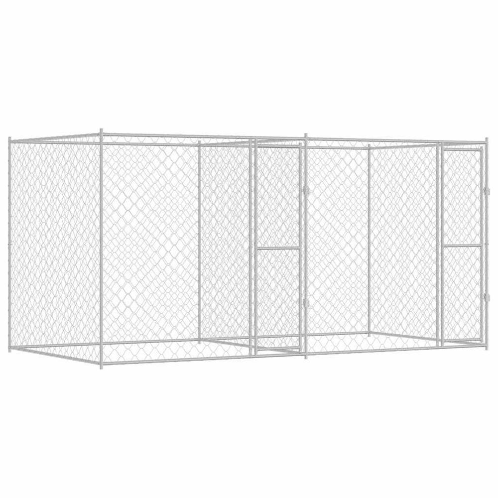 Cage pour chien argenté 400 x 200 x 200 cm acier galvanisé