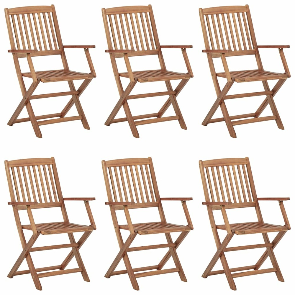 Chaises pliables de jardin lot de 6 avec coussins bois d'acacia