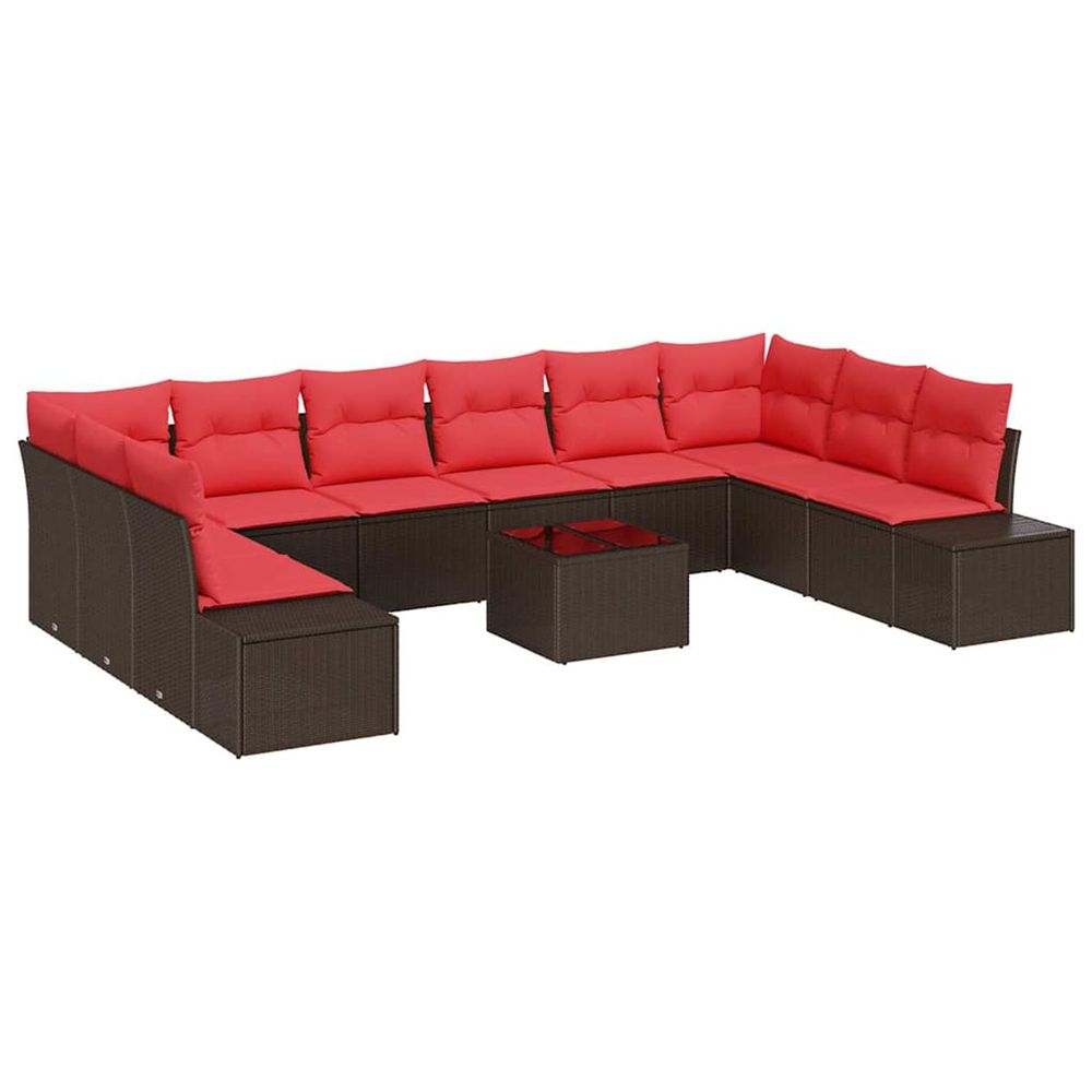 Ensemble de canapé de jardin 11 pc marron polyrotin