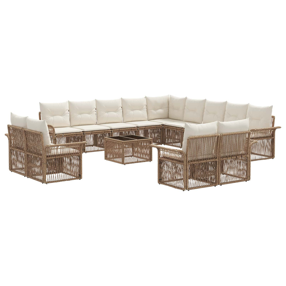 Ensemble de canapé de jardin 14 pcs beige et blanc crème