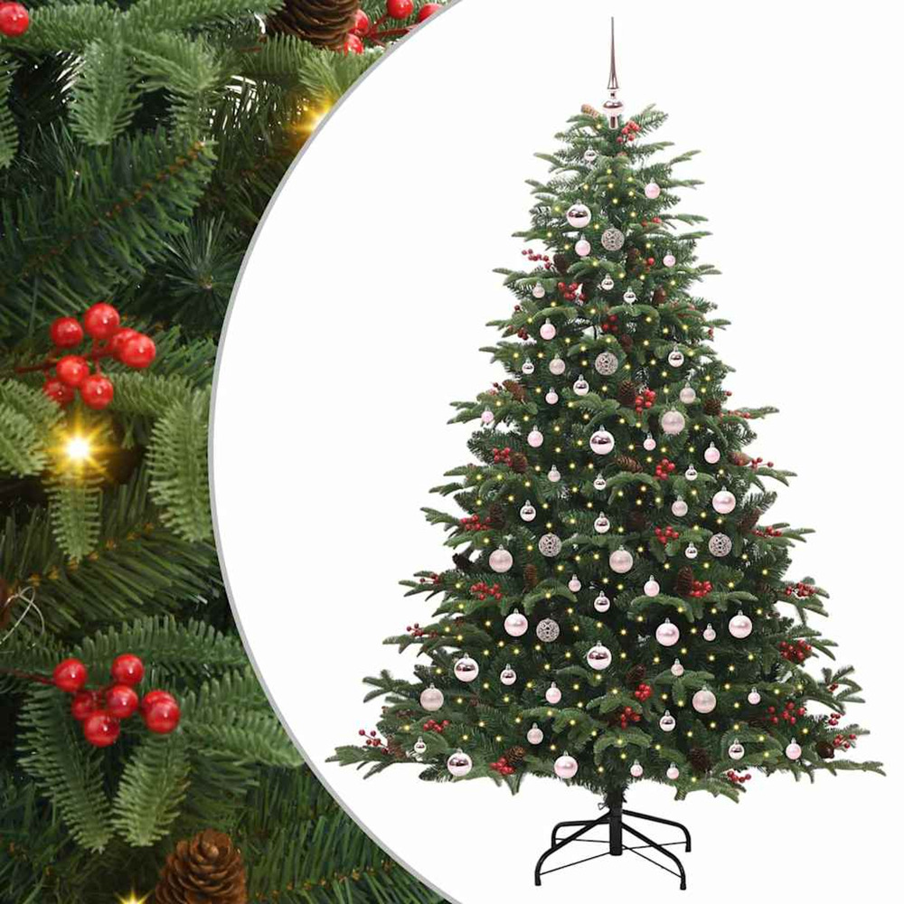 Sapin de noël artificiel vert 210 cm pvc, métal et plastique