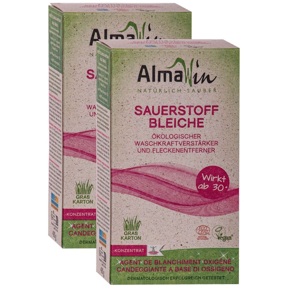 Blanchiment oxygène, 2 x 400 g, agent blanchissant, efficace dès 30°c