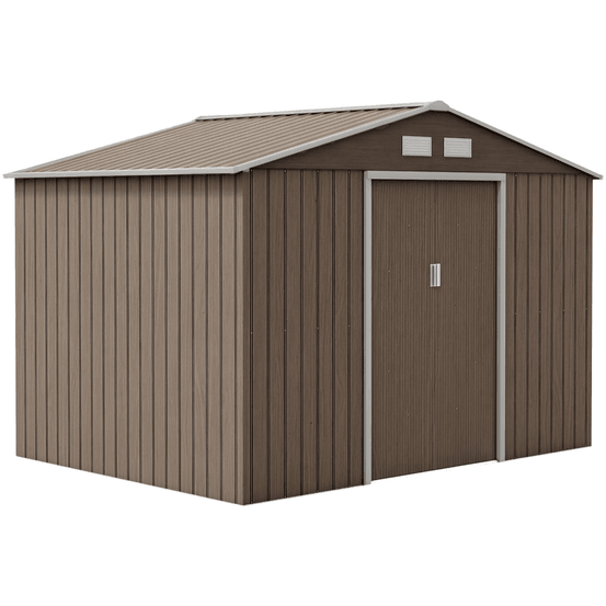 Abri de jardin acier brun 277 x 195 x 192 cm pour outils 2 portes coulissantes - comfortxl outdoor living