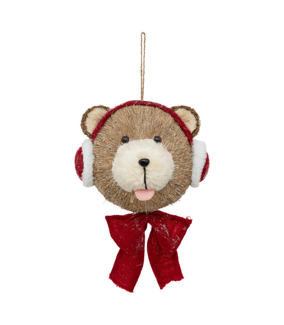 Suspension de noël ours avec bonnet de père noël h 37 cm