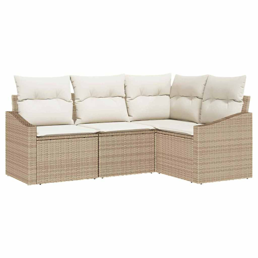 Ensemble de canapé de jardin 4 pcs beige et blanc polyrotin