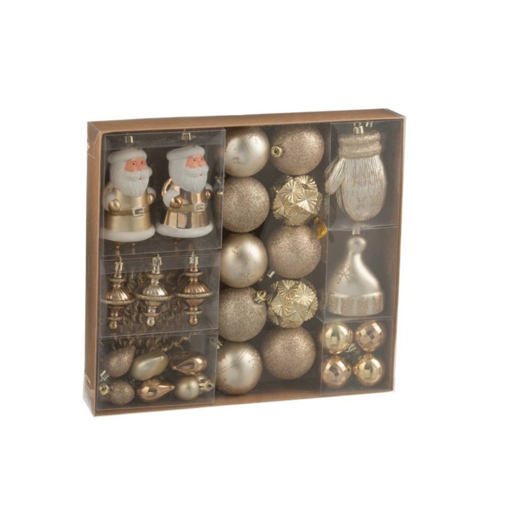 Boite de 45 décorations de noël en plastique beige 30x6x30 cm