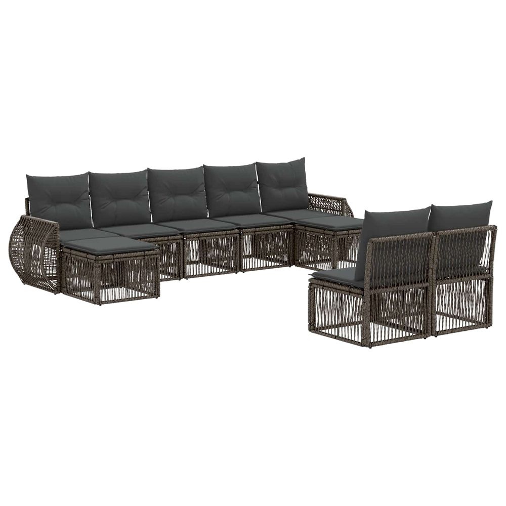 Ensemble de canapé de jardin 9 pc gris et gris foncé polyrotin