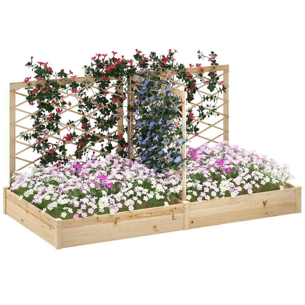 Jardinière en bois avec 3 treillis modulables pour plantes grimpantes 222x114x109 cm