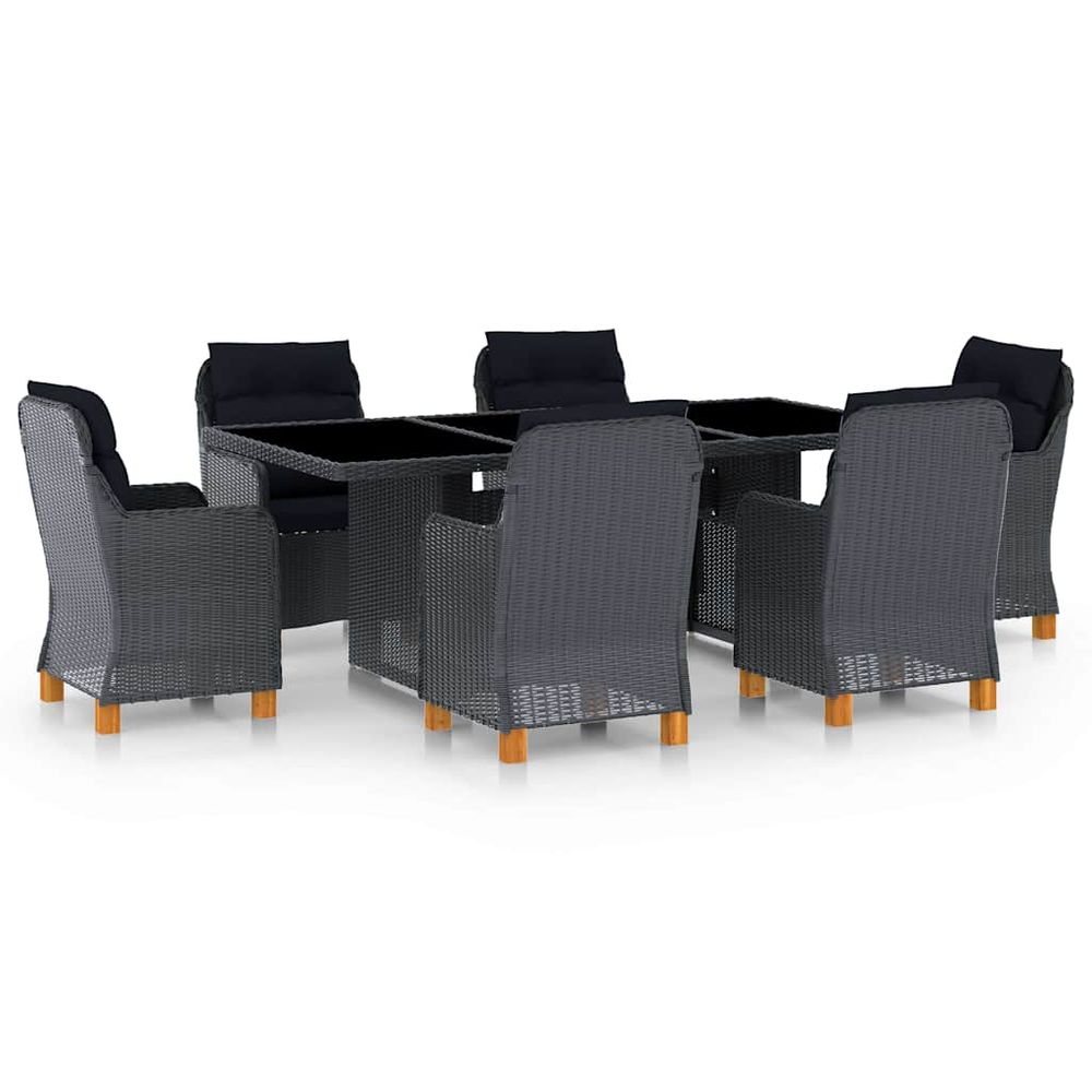 Ensemble à manger d'extérieur 7pcs et coussins résine tressée