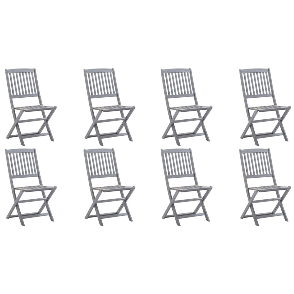 Chaises pliables d'extérieur lot de 8 et coussins bois d'acacia