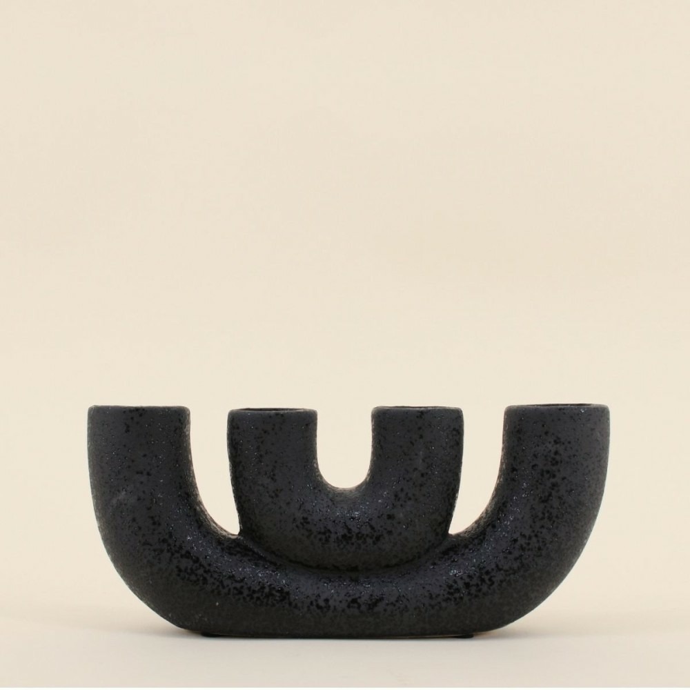 Vase en porcelaine noire 24x10cm