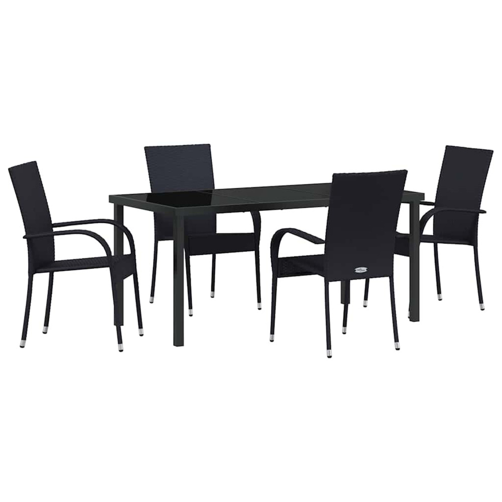 Ensemble de salle à manger pour jardin 5 pcs noir