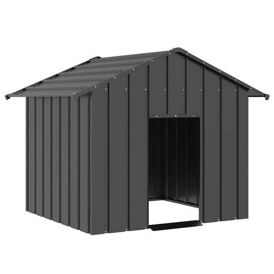 Grande niche pour chien acier galvanisé avec toit pour jardin anthracite 131x101cm