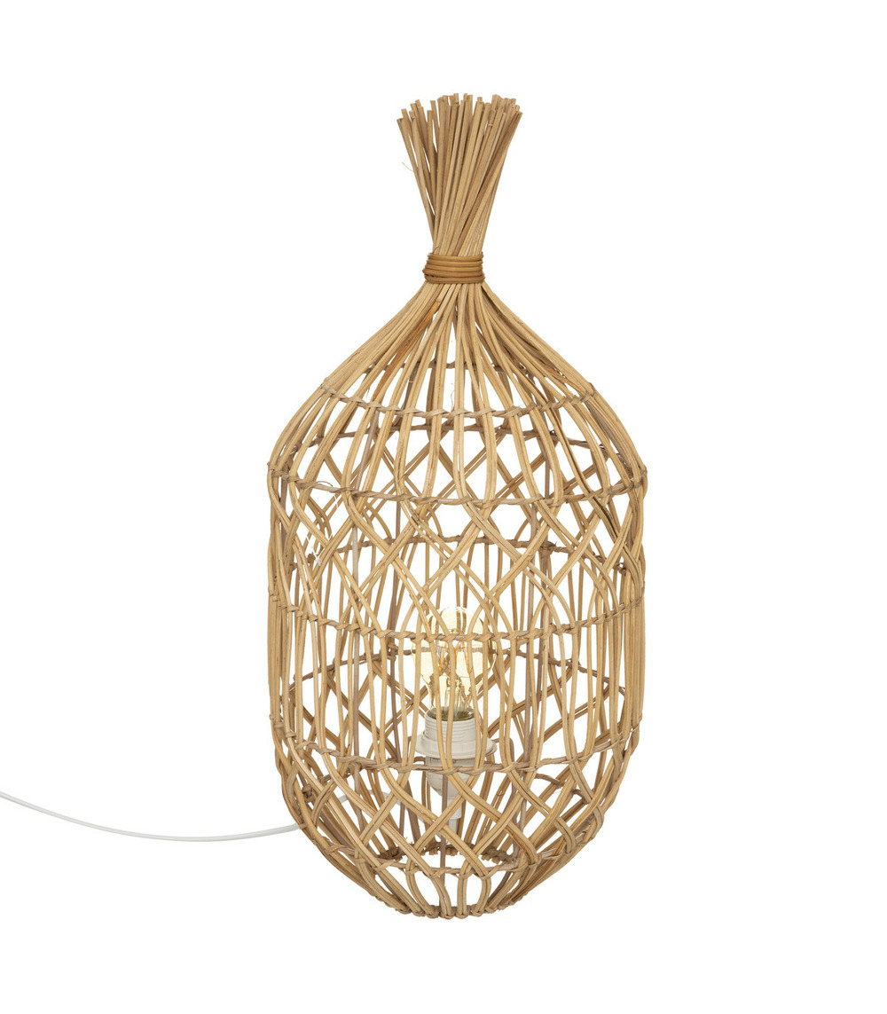 Lampe à poser en rotin naturel h 55 cm