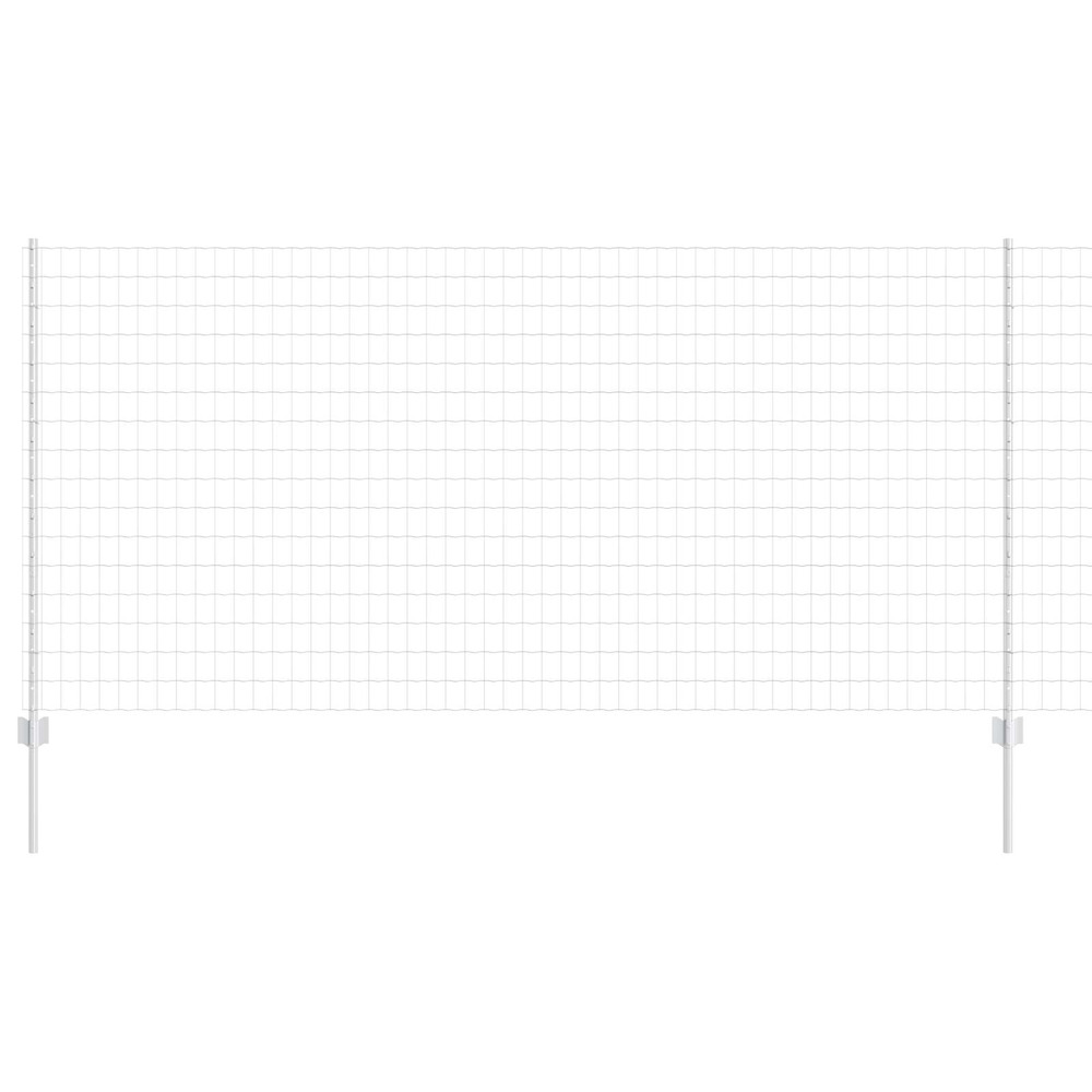 Clôture avec poteau argenté 1,2 x 10 m acier