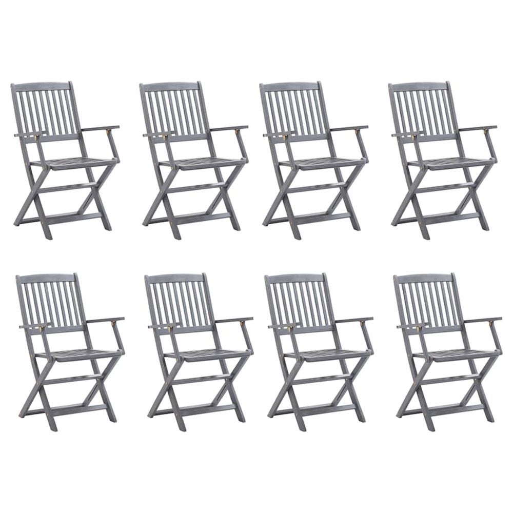 Chaises pliantes 8 pièces en bois d'acacia massif