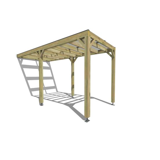 Pergola bois • 2m x 5m • adossée • sens largeur • couverture étanche transparente incluse • livraison comprise